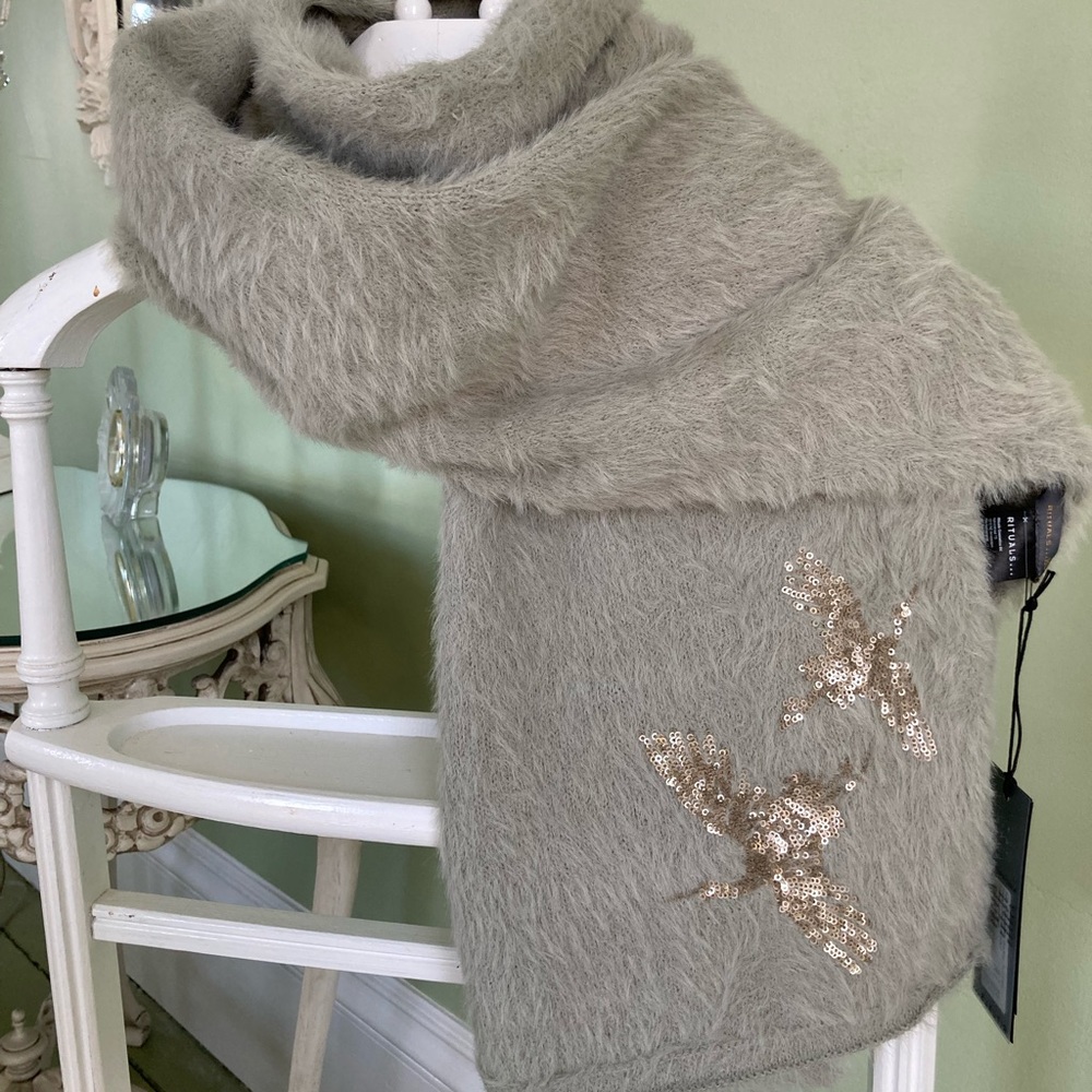 🛍 Rituals… Embroidered Scarf, Suki-Whisper Green/Sage 🛍